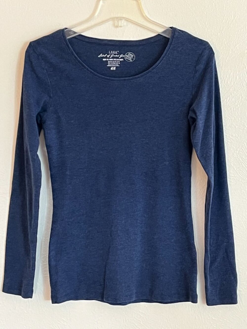 H&M LOGG Women's Navy Blue Organic Cotton Long Sleeve T-Shirt Size M Gorpcore